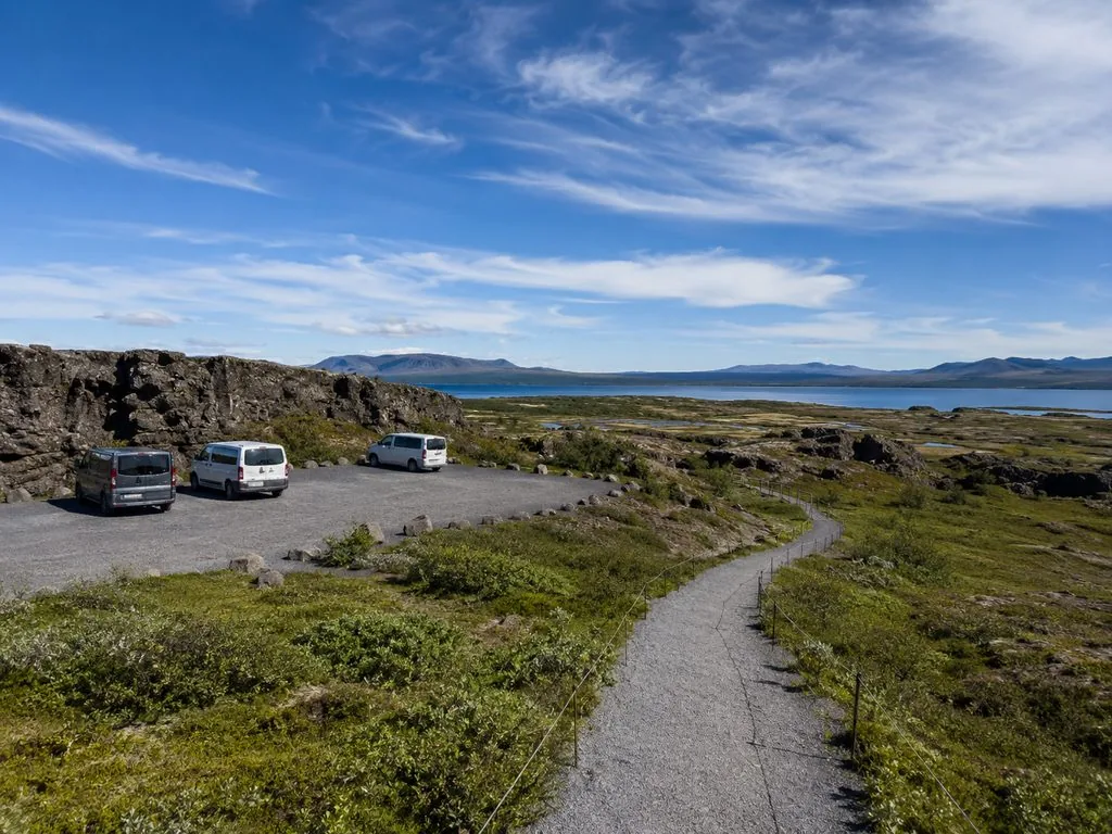 The meeting point and P5 car park in Þingvellir